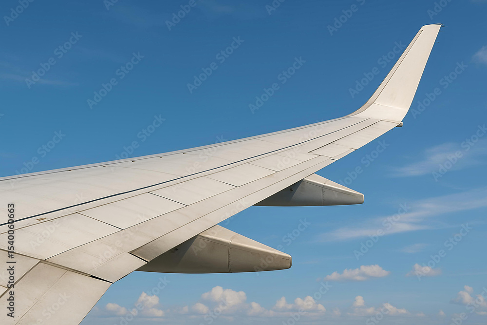 Obraz premium Close-Up of Airplane Wing in Flight