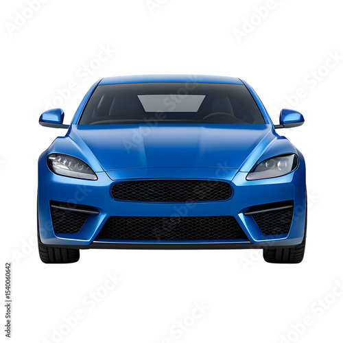 Luxury blue sportscar isolated on white, showcasing its fast design and classic automobile style
