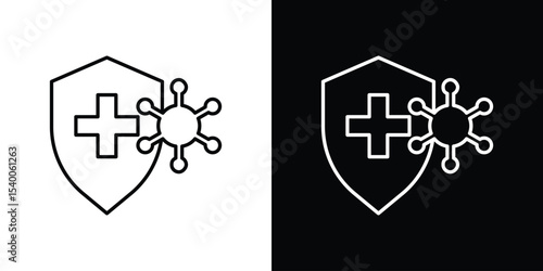 Shield virus icon Design Template vector set for graphic work