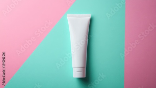 Wallpaper Mural Blank white tube on a teal and pink background Torontodigital.ca