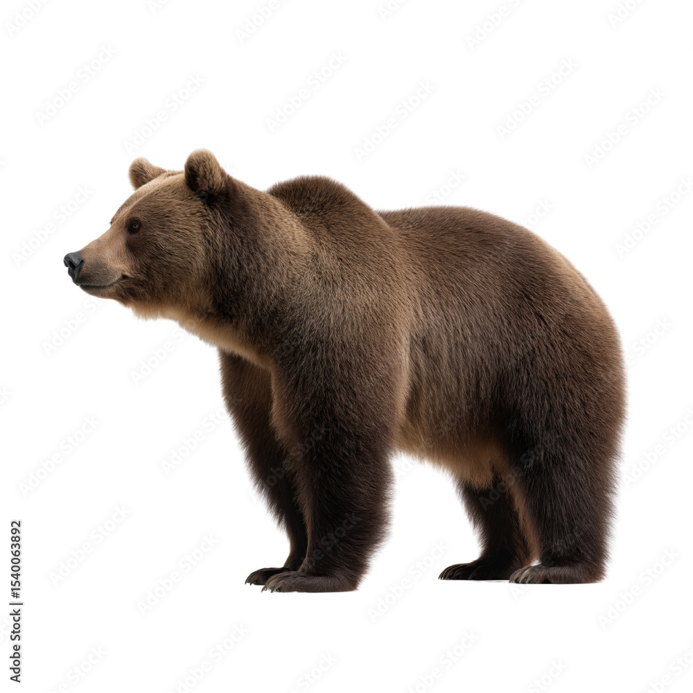 Fototapeta premium Adorable Brown Bear Nature's Majestic Predator and Forest Resident on isolated background, generative ai