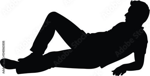 Silhouette of a man in a relaxed pose, lying down casually