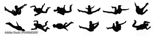 skydiving silhouette vector illustration