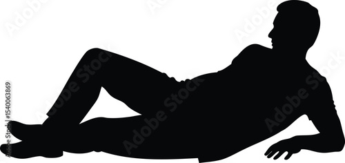 Silhouette of a man casually lying down in a relaxed pose with style