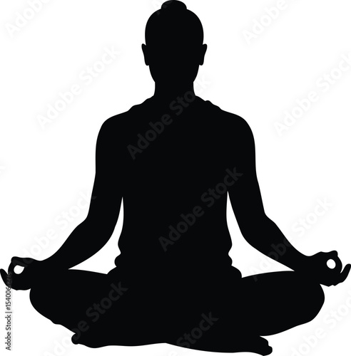 Silhouette of a person in lotus pose meditating with hand mudras