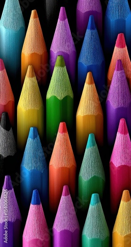 Close-up of colorful pencils tips
