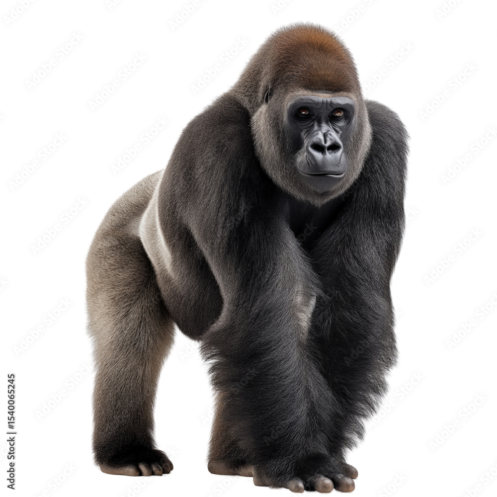 Giant Gorilla The King of Primates and Its Unique Characteristics on isolated background, generative ai Giant Gorilla The King of Primates and Its Unique Characteristics on isolated background, generative ai