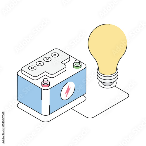 Latest isometric icon showing rechargeable light