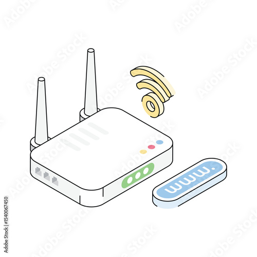 Have a look at this isometric router icon is ready for premium use