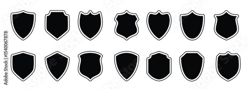 set shield silhouette vector design