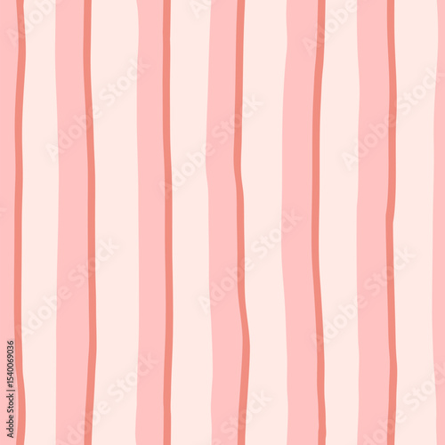 Pink Whimsical Vertical Stripes Bold Color Vector Seamless Pattern, Summer Striped Travel Themed Design, Coquette Fabric Textile, Kitchen Decor. Simple Illustration Background