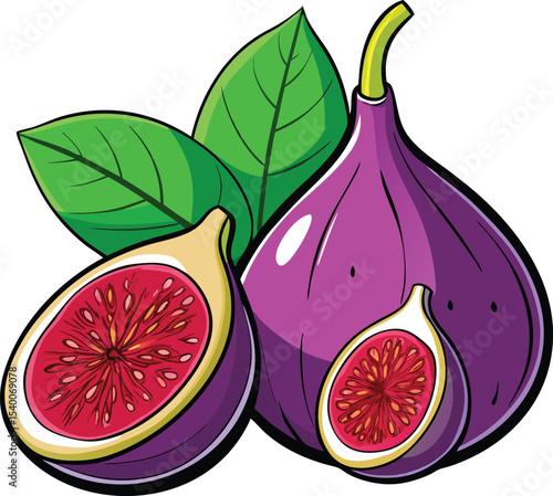 Colorful Vector Illustration of Fresh Whole Figs  Vibrant Exotic Fruit Design graphic new 2025 trendy unique