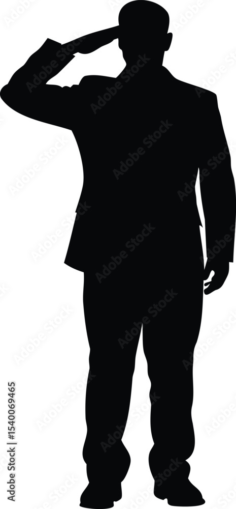 Fototapeta premium Silhouette of a man in a suit giving a respectful salute