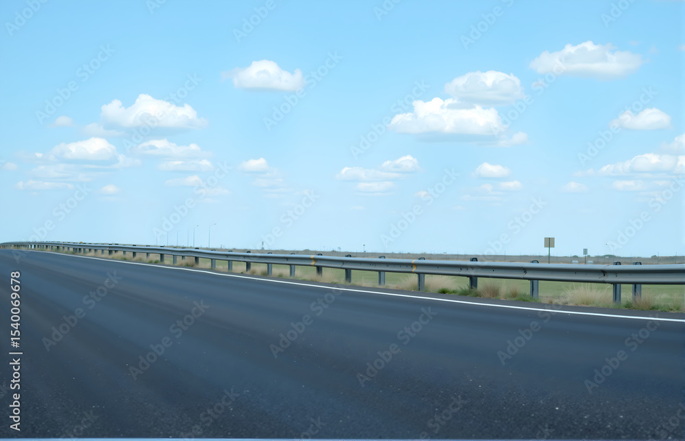 Fototapeta premium Highway Under Blue Sky and White Clouds