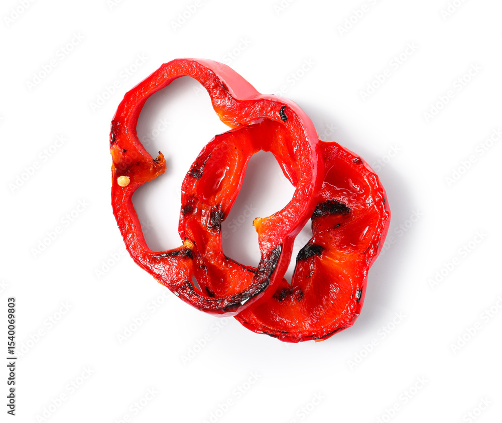 Fototapeta premium Slices of tasty grilled bell pepper isolated on white background