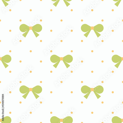 polka dot green coquette bows seamless pattern. for Prints, Wrapping Paper, Wallpaper, Textiles, Stationery, and Fabric.