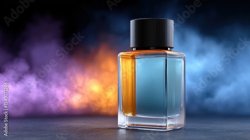 Colorful Bottle of Cologne with Dramatic Background