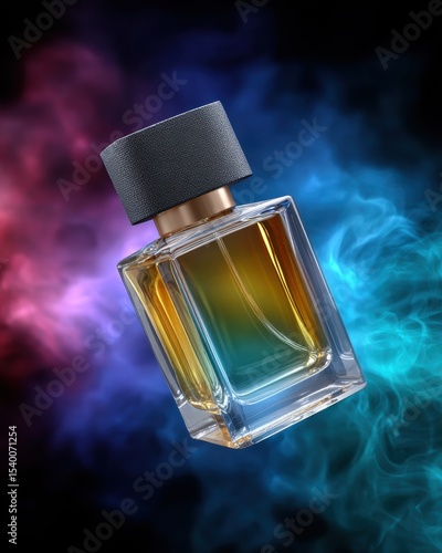 Floating Cologne Bottle in Vibrant Smoke Effect