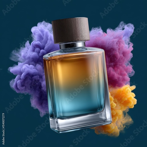 Colorful Cologne Bottle with Smoke Effects