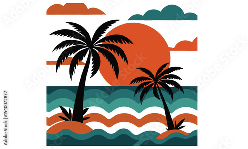 beach chair vector silhouette illustration