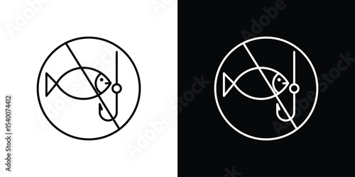 No fishing icon Design Template vector set for graphic work