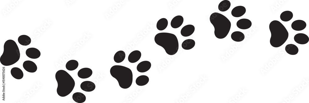Fototapeta premium Black paw prints animal tracks graphic design