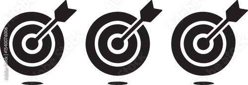 Three bullseye targets with arrows centered