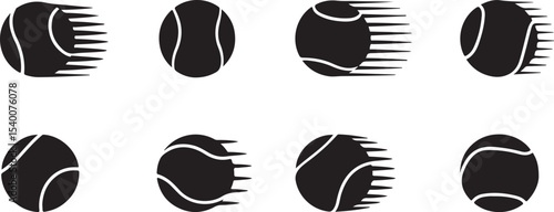 Tennis ball icon set motion blur fast speed