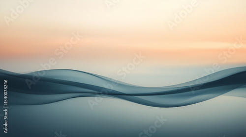 Calm waves and gentle colors create a serene atmosphere at sunset over the tranquil lake