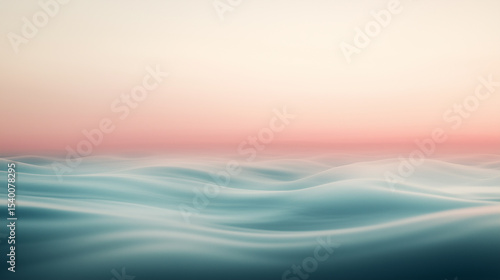 Calm ocean waves at dawn with soft pastel colors in the sky and serene water movement along the shoreline