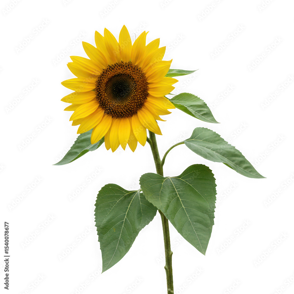 Obraz premium Single sunflower isolated on transparent background