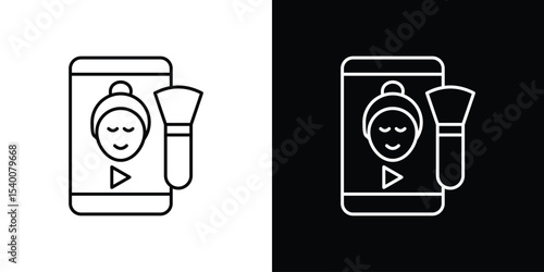Makeup tutorial video icon Design Template vector set for graphic work