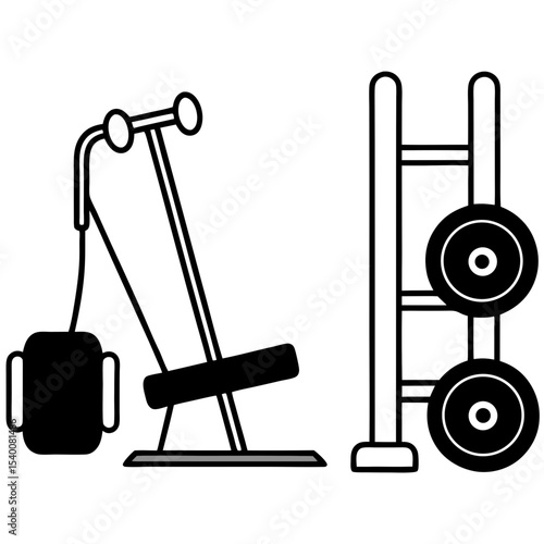 Gym Equipment Vector | Generative AI & Linocut Silhouette Design