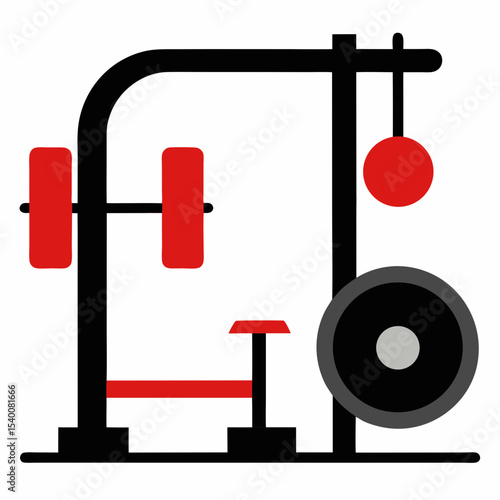 Gym Equipment Vector | Generative AI & Linocut Silhouette Design