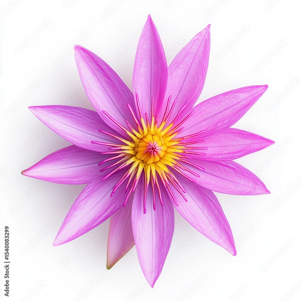 Pink Water Lily Flower Close Up on White Background Pink Water Lily Flower Close Up on White Background