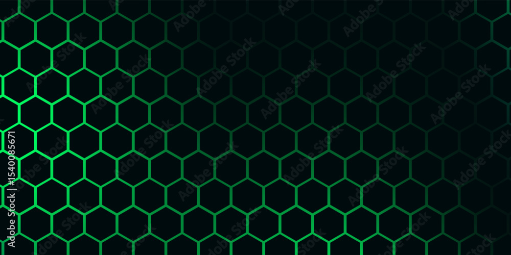 Dark hexagon abstract technology background with blue and green colored bright flashes under hexagon. Eps10 Dark hexagon abstract technology background with blue and green colored bright flashes under hexagon. Eps10