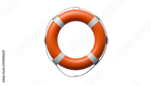 Isolated orange life preserver ring for water safety and emergency rescue equipment on a white background on transparent background