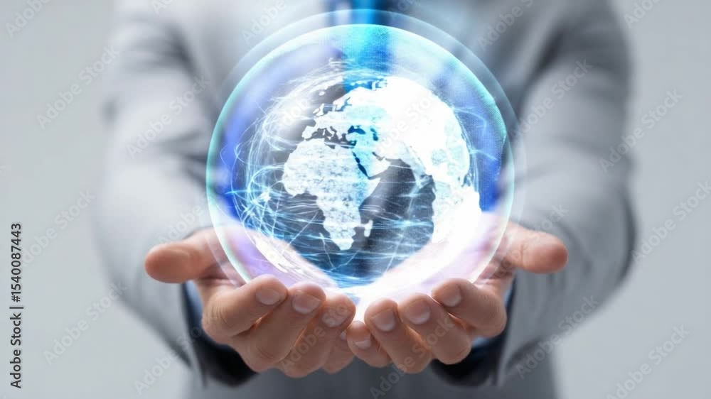 Global Vision: A person, embodying the spirit of innovation, gently cradles a glowing globe, a testament to ideas, the world and a bright future. Capturing concepts of business and technology. Global Vision: A person, embodying the spirit of innovation, gently cradles a glowing globe, a testament to ideas, the world and a bright future. Capturing concepts of business and technology.