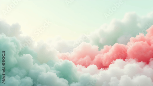 abstract background featuring a soft, blended texture similar to watercolor or clouds. The color palette should include pastel shades of Ash, grey, dark pink, sky blue, yellow and white, with smooth