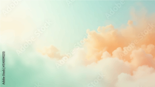 abstract background featuring a soft, blended texture similar to watercolor or clouds. The color palette should include pastel shades of Ash, grey, dark pink, sky blue, yellow and white, with smooth