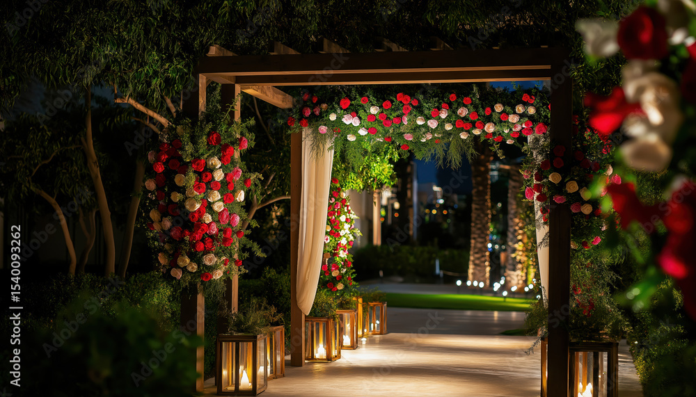 Fototapeta premium Beautiful Wedding Decorations with Elegant Floral Setup