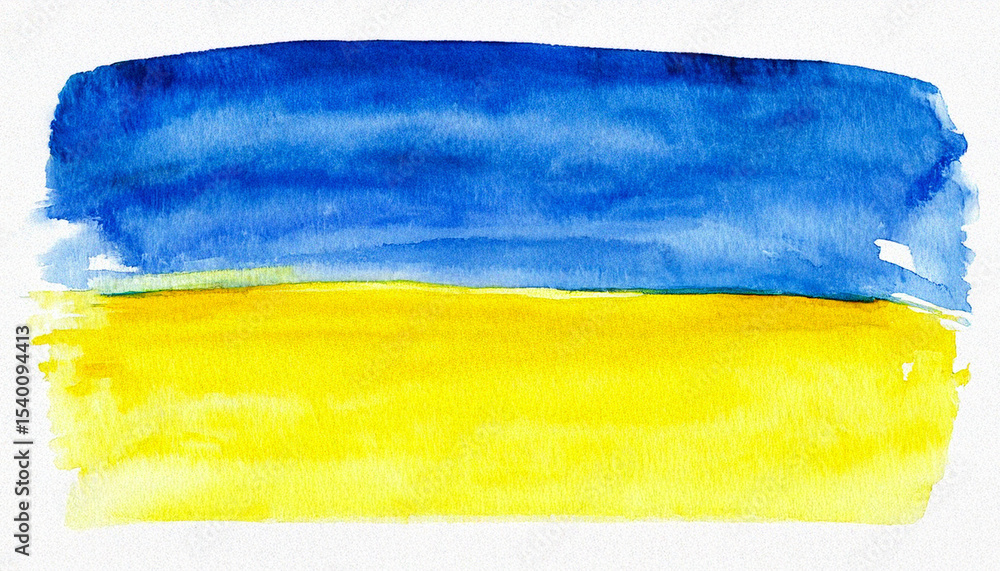 Obraz premium 水彩絵の具で描かれたウクライナ国旗