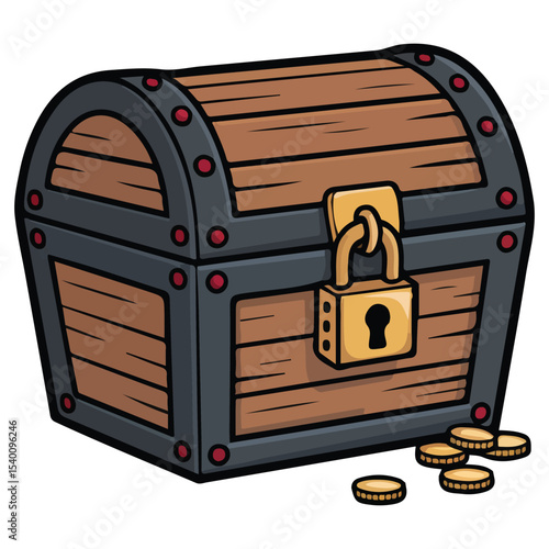 Treasure chest hand drawn vector isolated white background