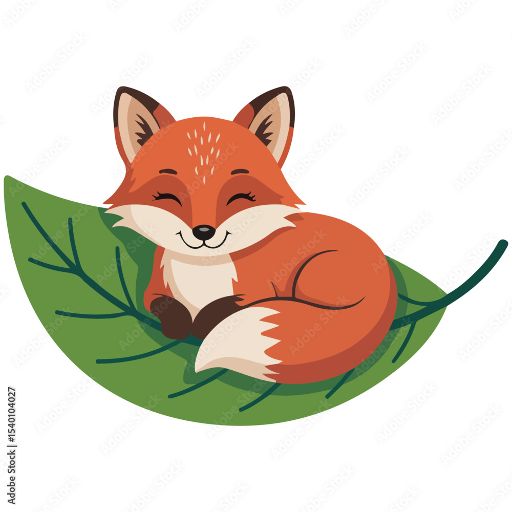 Obraz premium Fox learning prepositions bush vector isolated white background