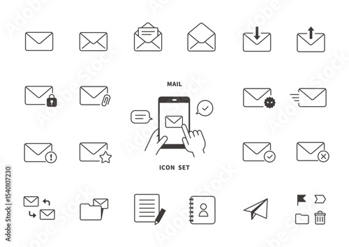 メール・レター・連絡・通信のアイコンセット