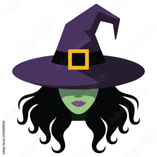 Green skinned witch hat vector isolated white background