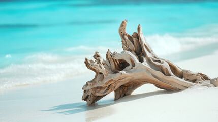 Keuken achterwand Turquoise Driftwood on tranquil beach with turquoise water and white sand  © Marina