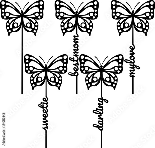 Set of butterfly toppers