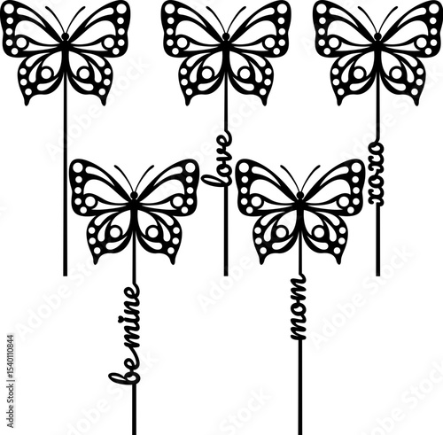 set of vector butterfly toppers