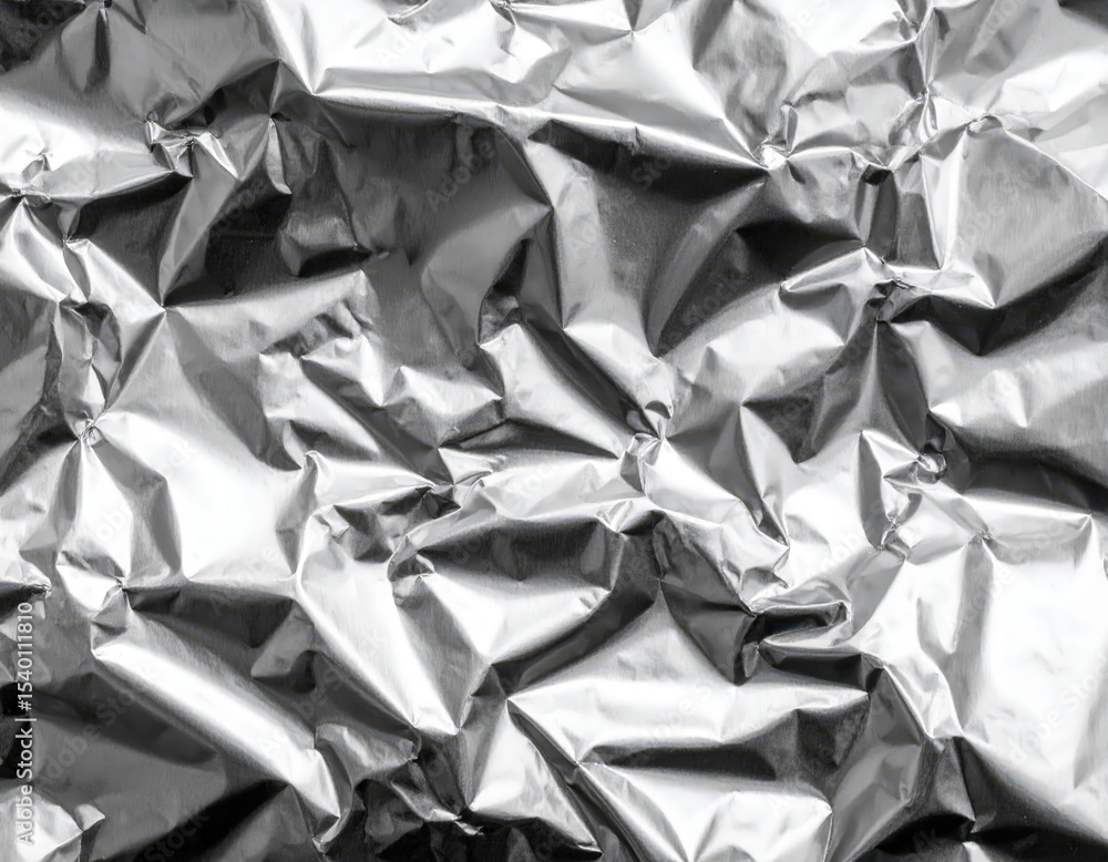Crinkled Aluminum Foil Surface with Textural Details Crinkled Aluminum Foil Surface with Textural Details